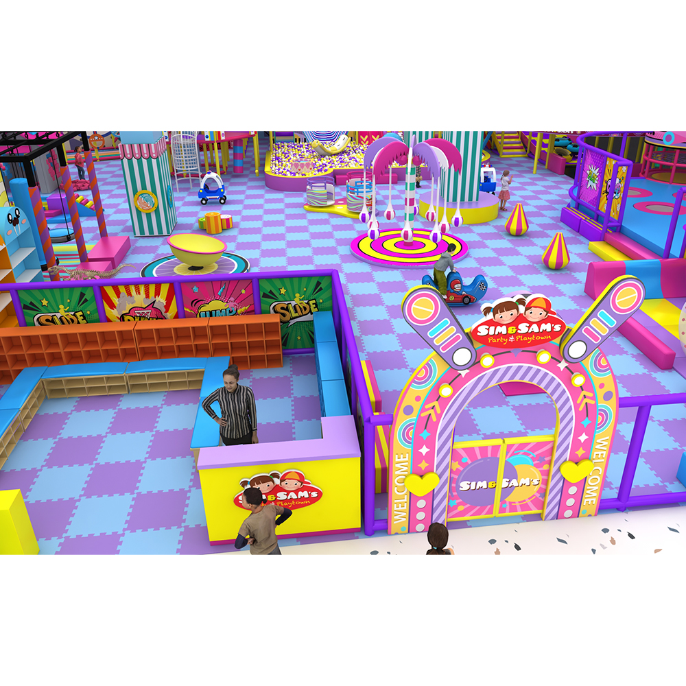 Pop Art Style Indoor Playground with Ocean Ball Pit and Obstacle Course