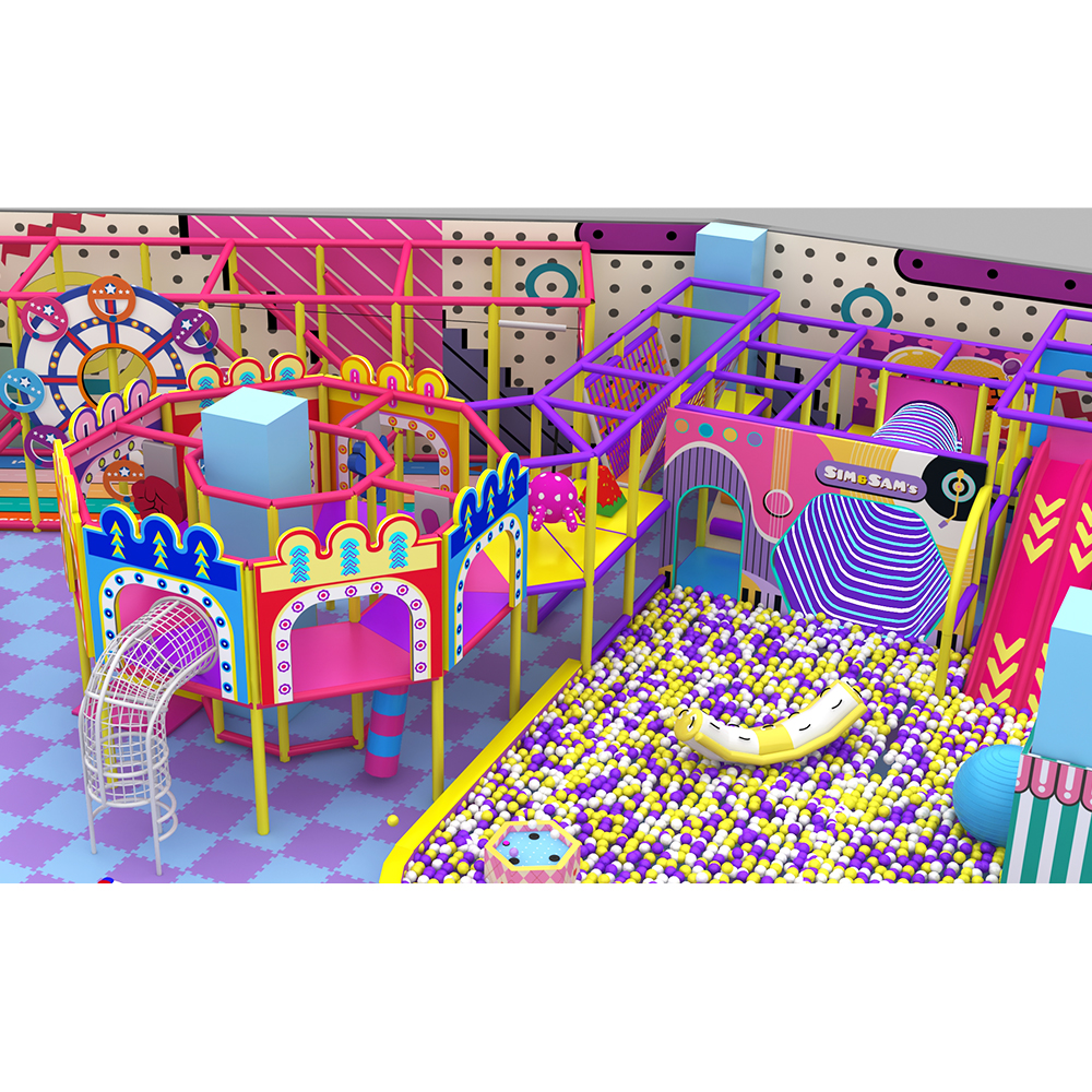 Pop Art Style Indoor Playground with Ocean Ball Pit and Obstacle Course