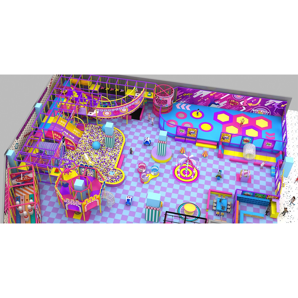 Pop Art Style Indoor Playground with Ocean Ball Pit and Obstacle Course