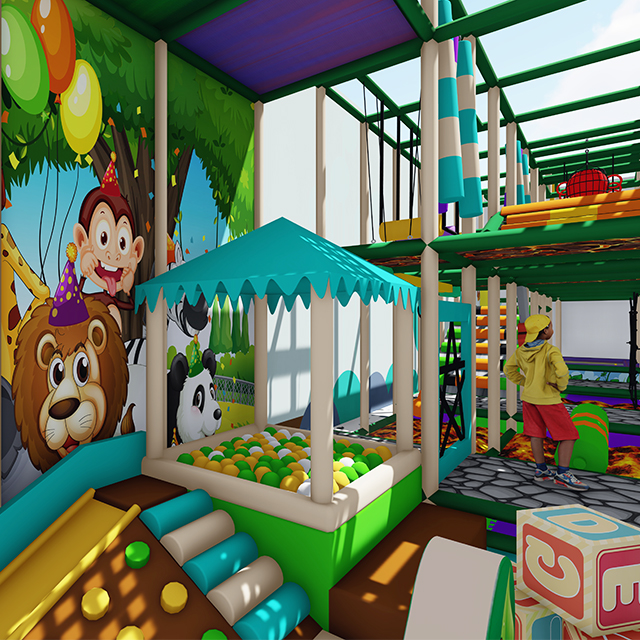 A wonderful and diverse animal jungle themed indoor kids playground