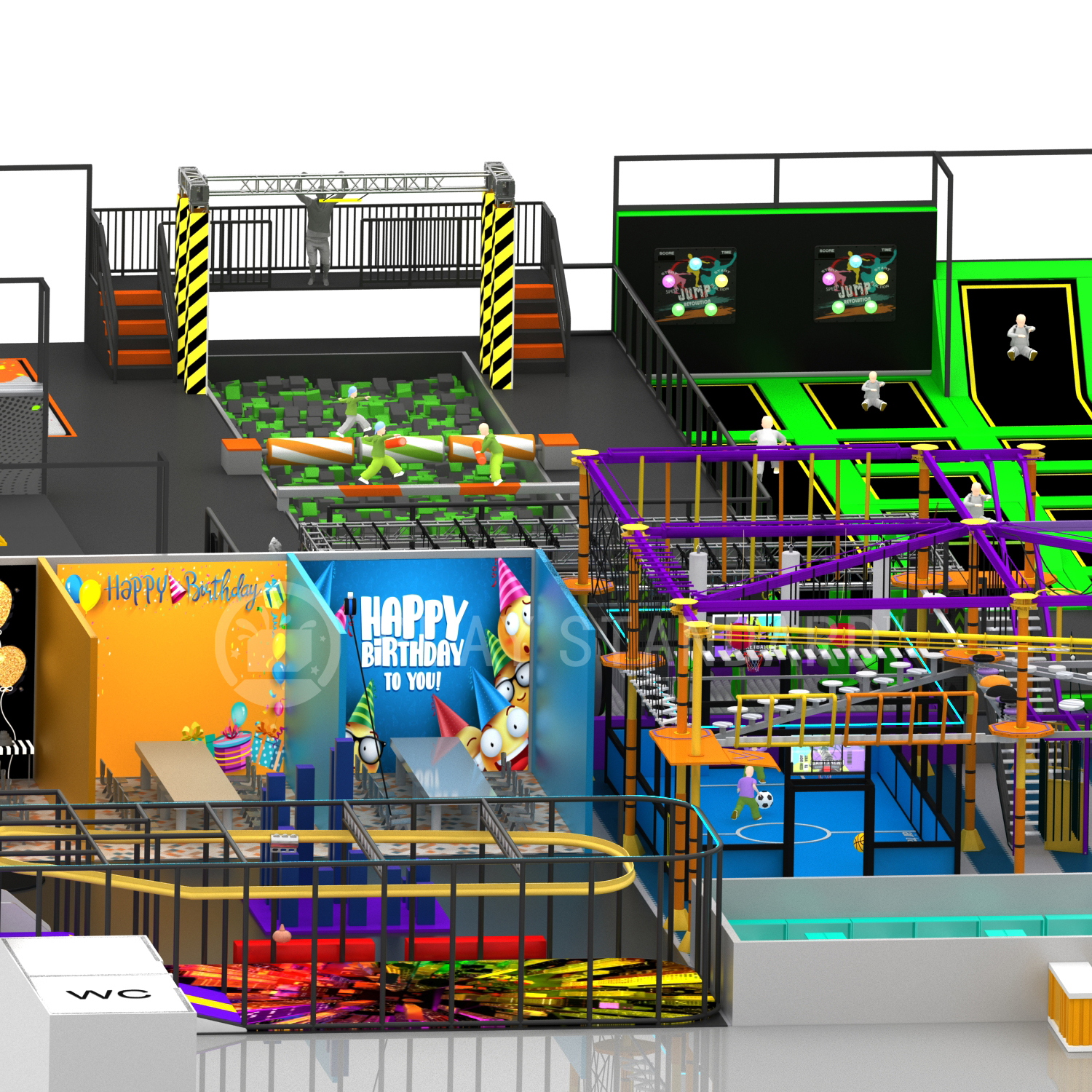Integrated large indoor play equipment