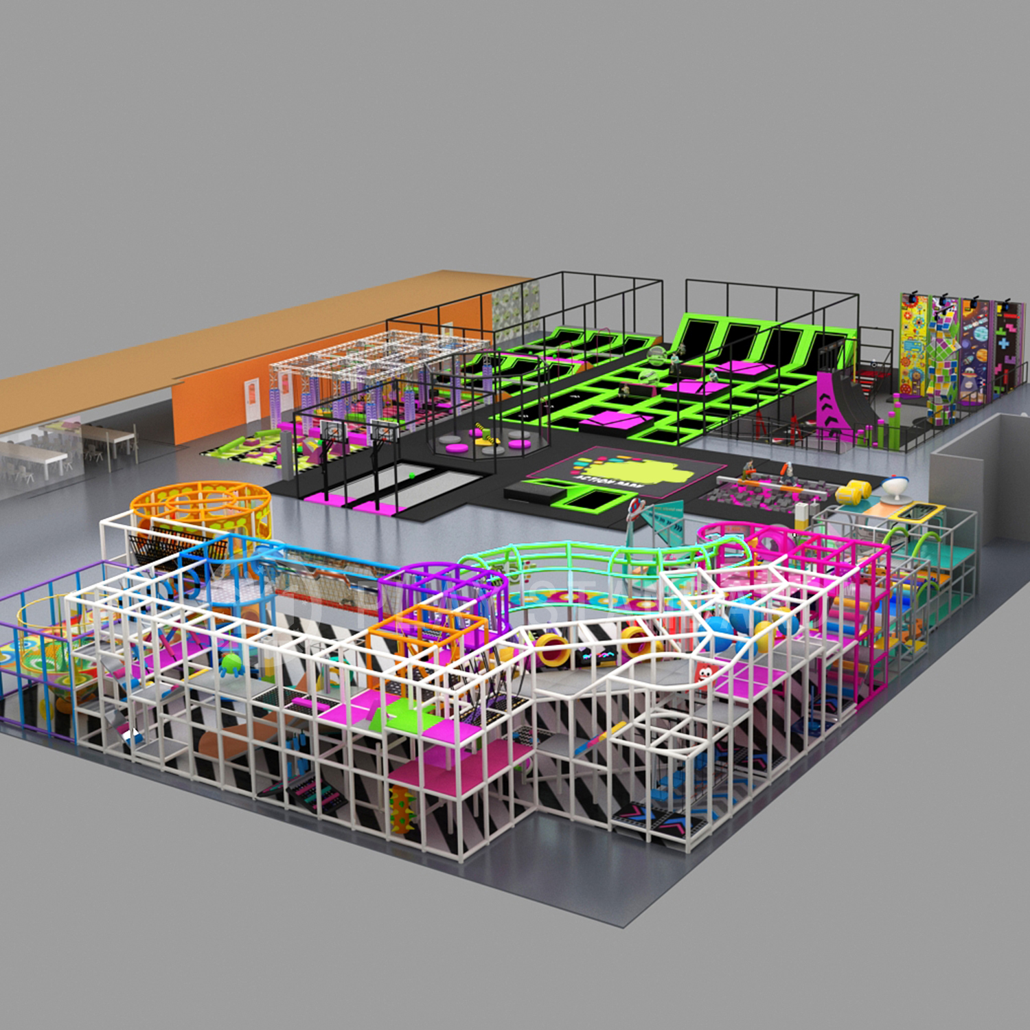 Adventurous and exciting, thrilling and colorful family entertainment centre for kids