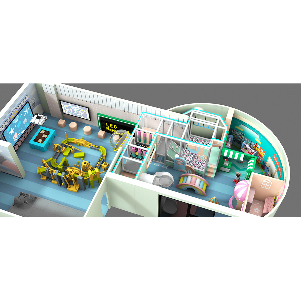 Macaron Blue Themed Indoor Playground | Interactive Soft Play with Role-Play Town
