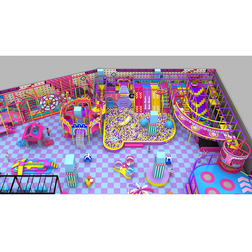 Pop Art Style Indoor Playground with Ocean Ball Pit and Obstacle Course