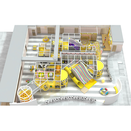 Pastel Yellow-Pink Indoor Playground | Multi-Level Soft Play