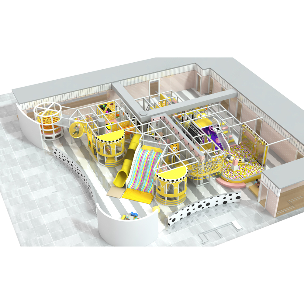 Pastel Yellow-Pink Indoor Playground | Multi-Level Soft Play