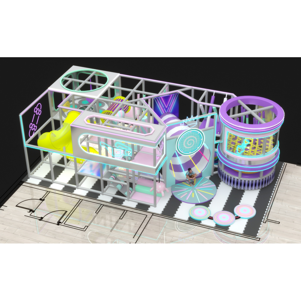 Dual-Color Neon Indoor Playground | Multi-Level Soft Play