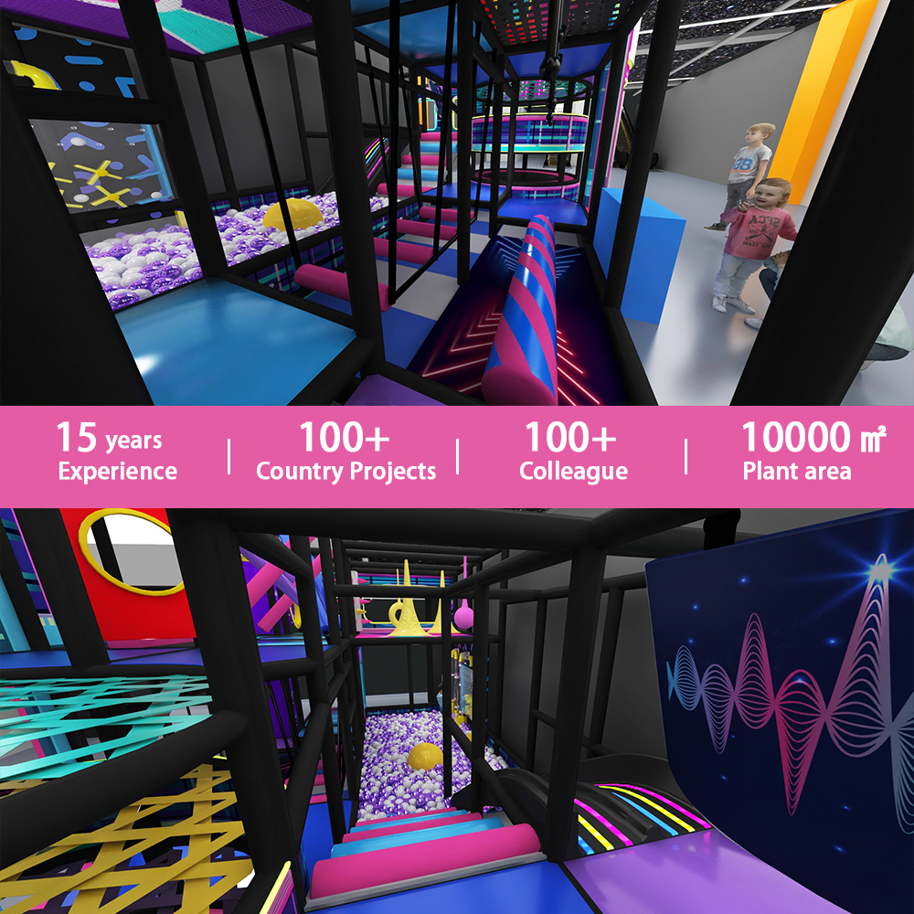 Neon Cyber Themed Indoor Playground | Multi-Level Soft Play
