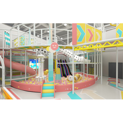 Pastel Candy-Colored Indoor Playground with Multi-Area Soft Play