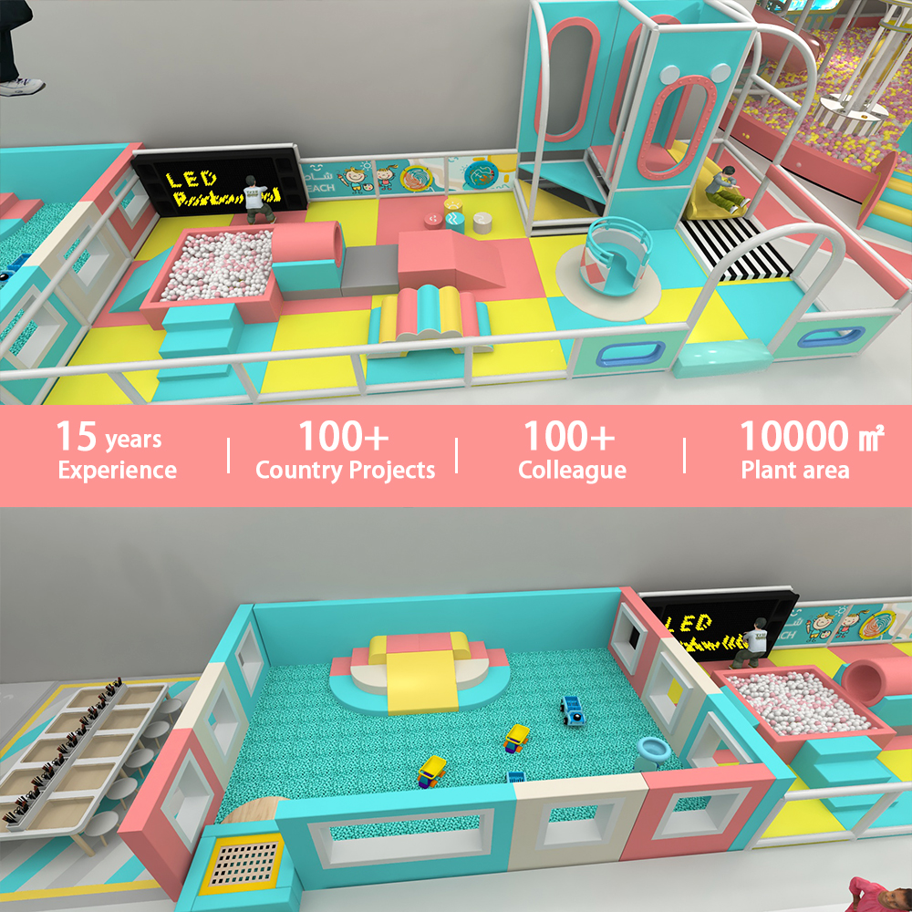 Pastel Candy-Colored Indoor Playground with Multi-Area Soft Play